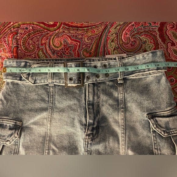 NWT SO Mid Rise Stretchy Jean Skirt With Belt And  Side Pockets Sz. 13 Juniors - Picture 10 of 10
